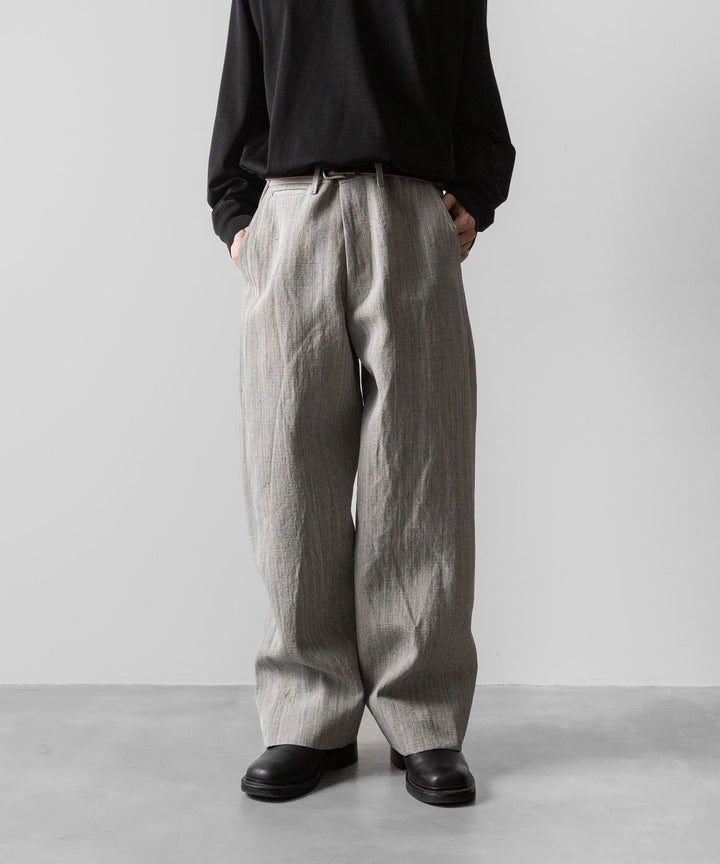 【INTÉRIM】VISCOSE SILK CANVAS MIL BAGGY TROUSER - BROWN GRAY