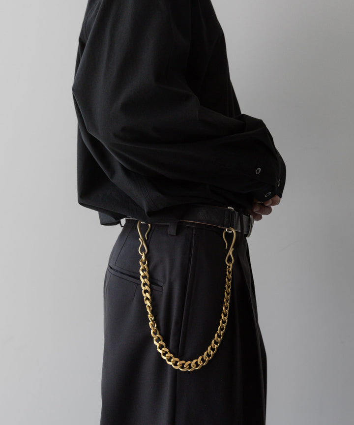 INTÉRIM - インテリムの30mm OAK BARK LEATHER DOUBLE SQUARE BELTのBLACK