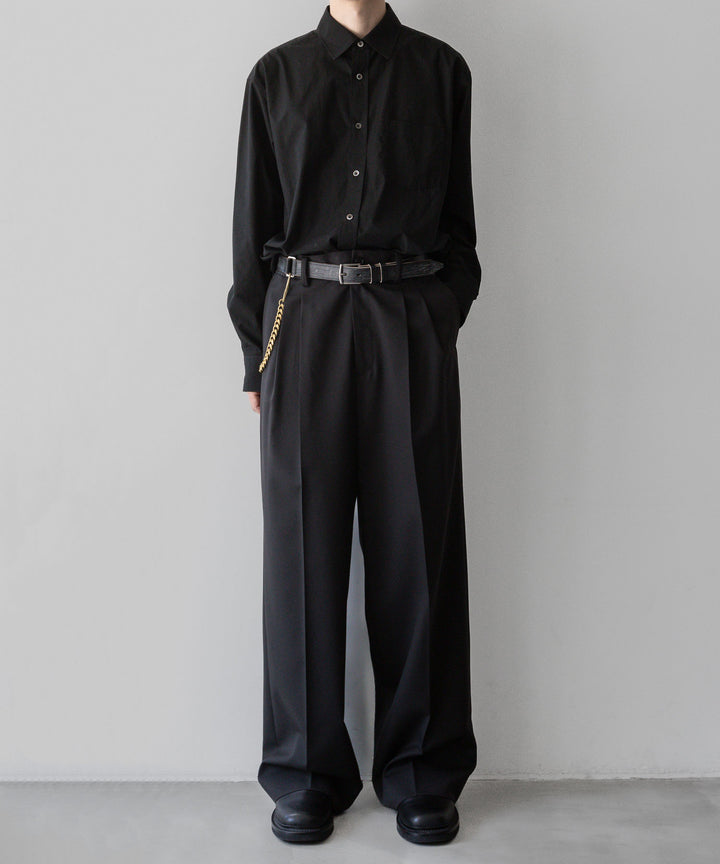 INTÉRIM - インテリムの30mm OAK BARK LEATHER DOUBLE SQUARE BELTのBLACK