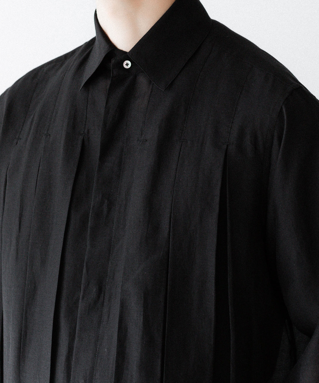 SUBLATIONS-サブレーションズのSHEER TUCK DRESS SHIRTのBLACK公式通販サイトsession福岡セレクトショップ