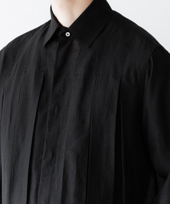 SUBLATIONS-サブレーションズのSHEER TUCK DRESS SHIRTのBLACK公式通販サイトsession福岡セレクトショップ