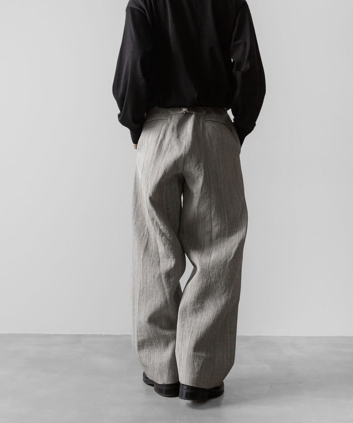 【INTÉRIM】VISCOSE SILK CANVAS MIL BAGGY TROUSER - BROWN GRAY