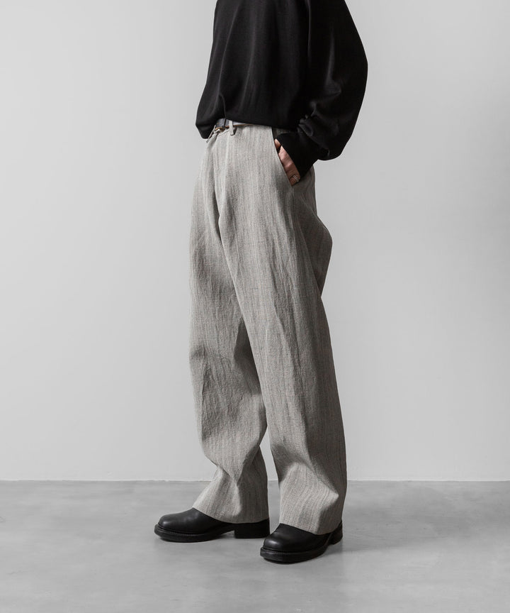 【INTÉRIM】VISCOSE SILK CANVAS MIL BAGGY TROUSER - BROWN GRAY