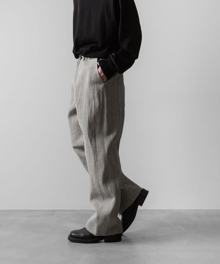 【INTÉRIM】VISCOSE SILK CANVAS MIL BAGGY TROUSER - BROWN GRAY