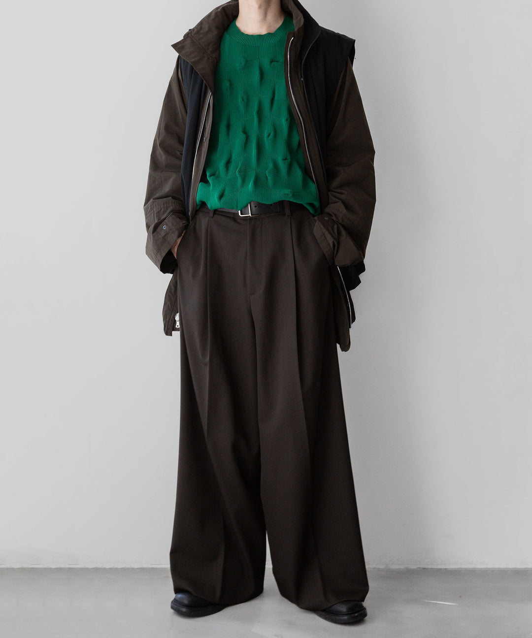 【stein】BUMPY PATTERNED KNIT LS - GREEN