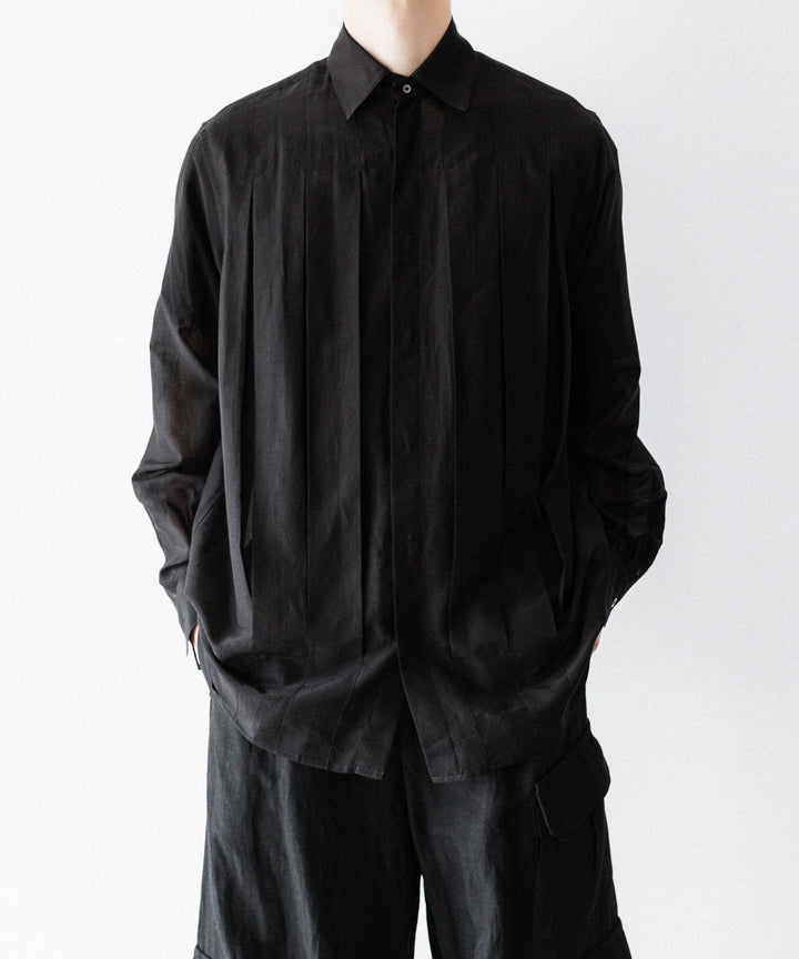 SUBLATIONS-サブレーションズのSHEER TUCK DRESS SHIRTのBLACK公式通販サイトsession福岡セレクトショップ