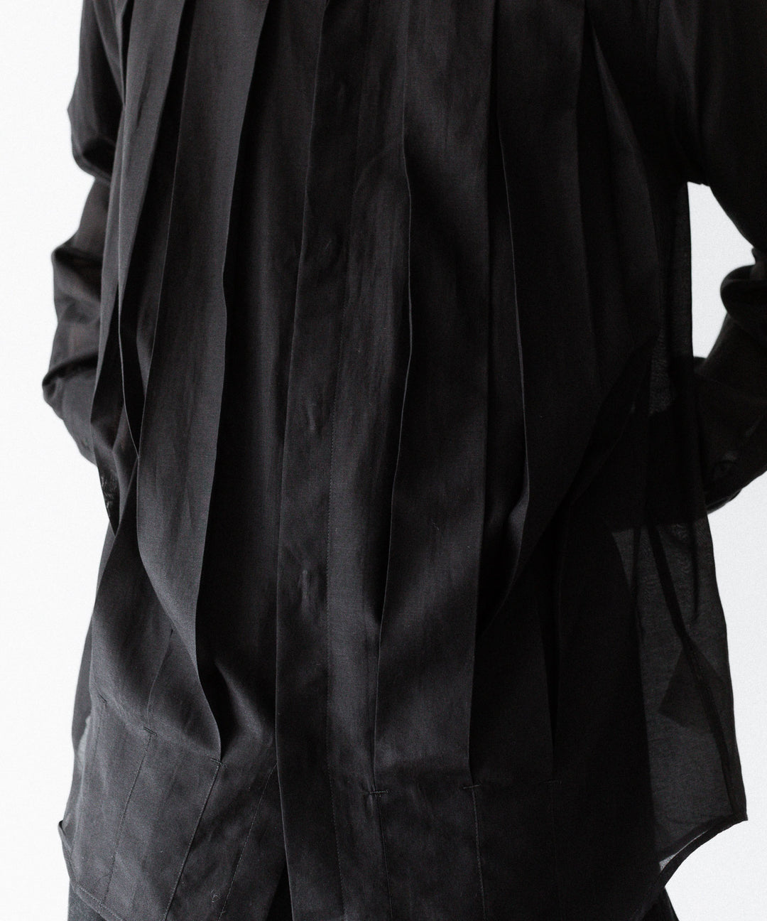 SUBLATIONS-サブレーションズのSHEER TUCK DRESS SHIRTのBLACK公式通販サイトsession福岡セレクトショップ