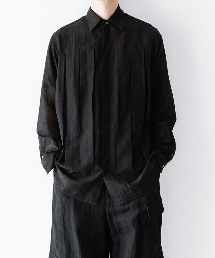 SUBLATIONS-サブレーションズのSHEER TUCK DRESS SHIRTのBLACK公式通販サイトsession福岡セレクトショップ