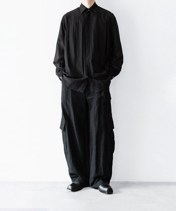 SUBLATIONS-サブレーションズのSHEER TUCK DRESS SHIRTのBLACK公式通販サイトsession福岡セレクトショップ