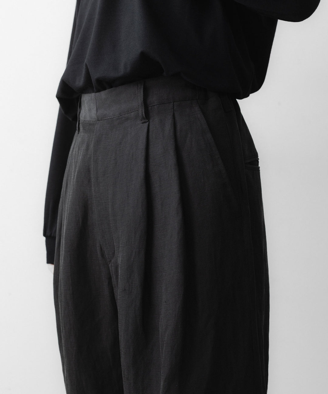ssstein(シュタイン)のSILK LINEN TWILL WIDE EASY TROUSERS - BLACKの公式通販サイトsession福岡セレクトショップ