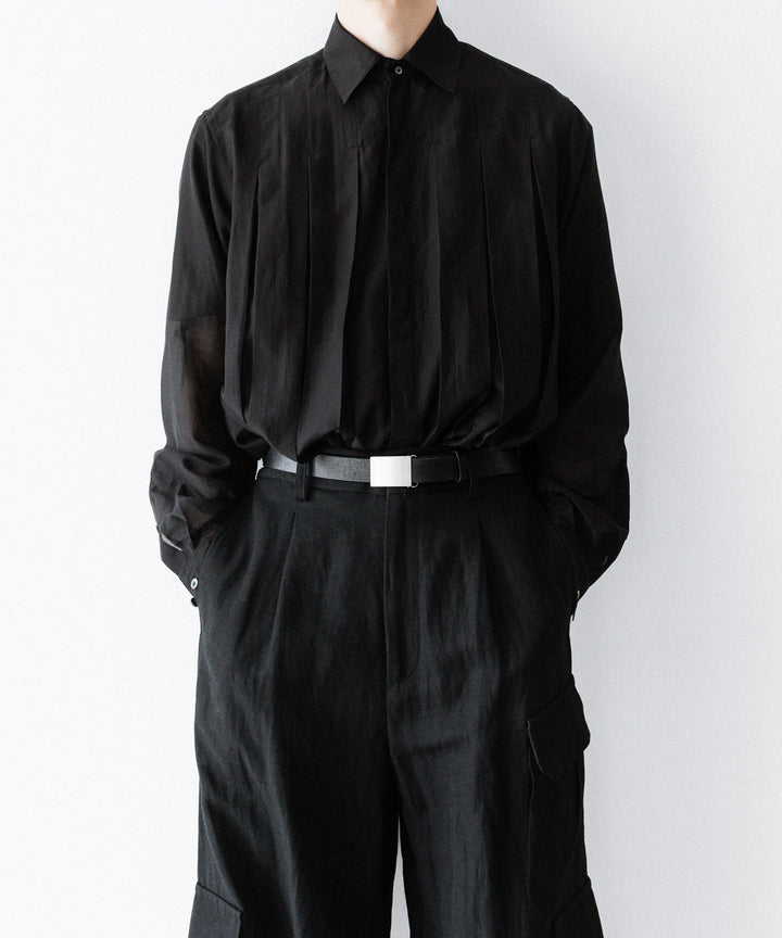 SUBLATIONS-サブレーションズのSHEER TUCK DRESS SHIRTのBLACK公式通販サイトsession福岡セレクトショップ