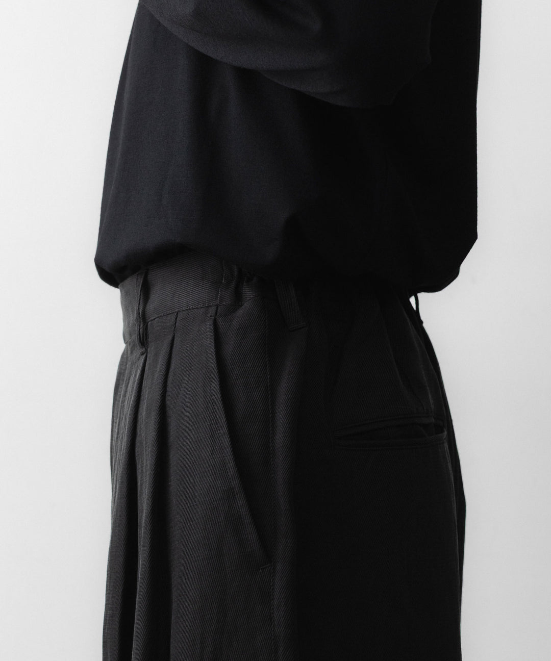 ssstein(シュタイン)のSILK LINEN TWILL WIDE EASY TROUSERS - BLACKの公式通販サイトsession福岡セレクトショップ