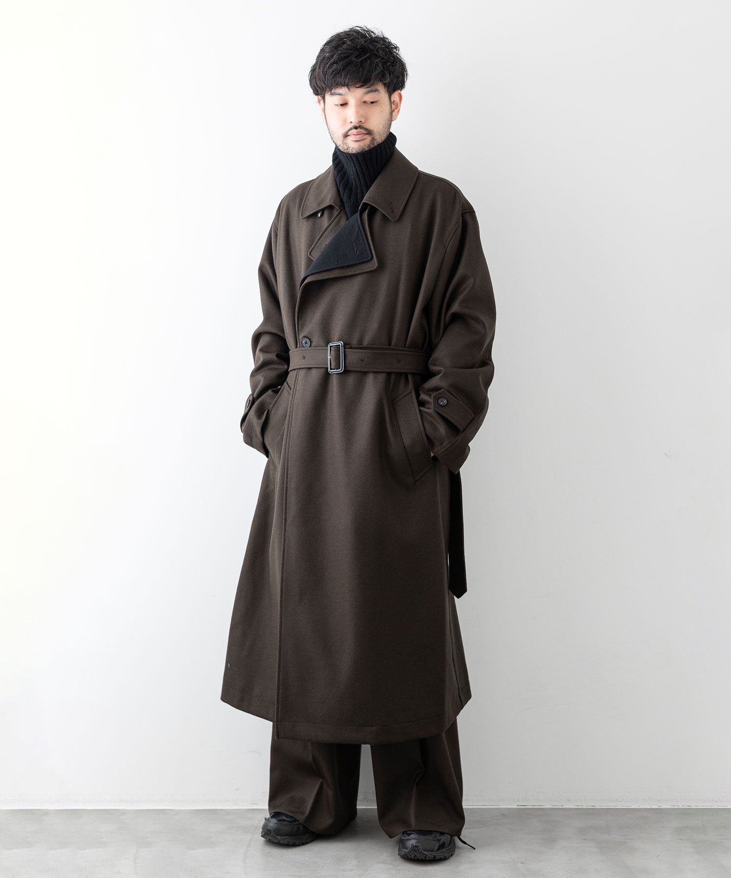 stein / シュタイン】DOUBLE LAPELED DOUBLE BREASTED COAT - MILITARY 