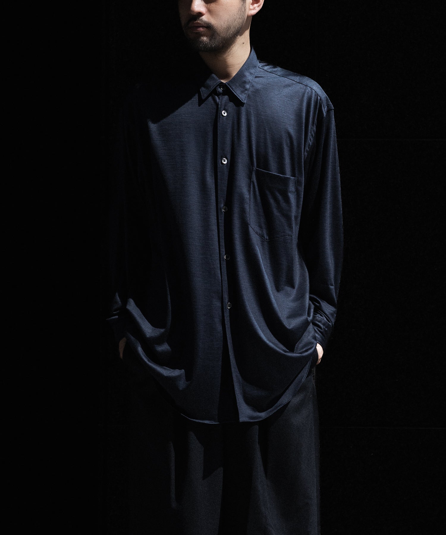 INTÉRIM(インテリム)のEXTRA FINE MERINO WOOL JERSEY L/S REGULAR SHIRT - D.NAVYの公式通販サイトsession福岡セレクトショップ