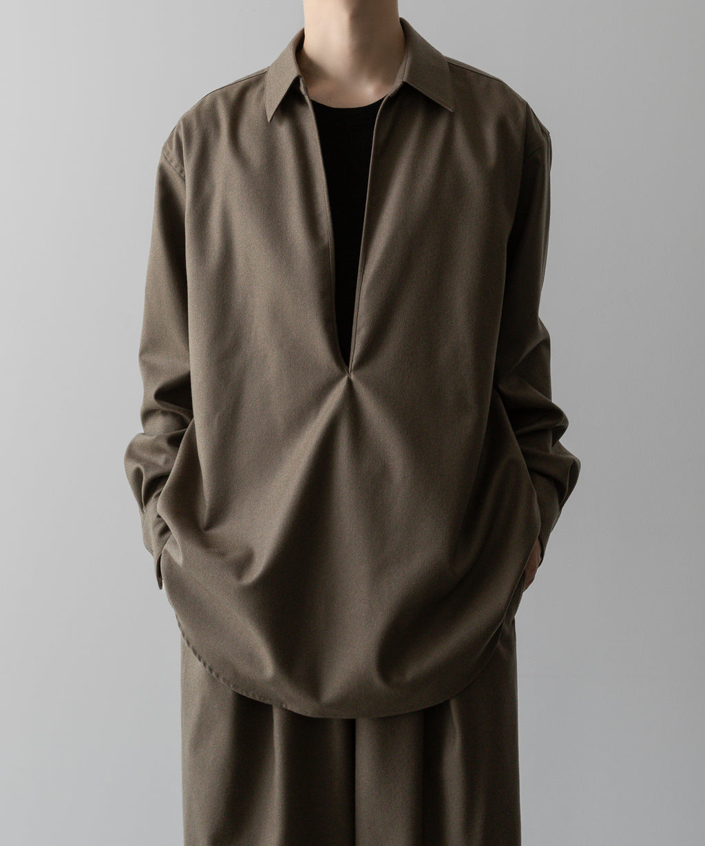 ssstein(シュタイン)の24AWコレクション OVERSIZED SKIPPER SHIRT (WOOL) - DARK BEIGE 公式通販サイトsession福岡セレクトショップ