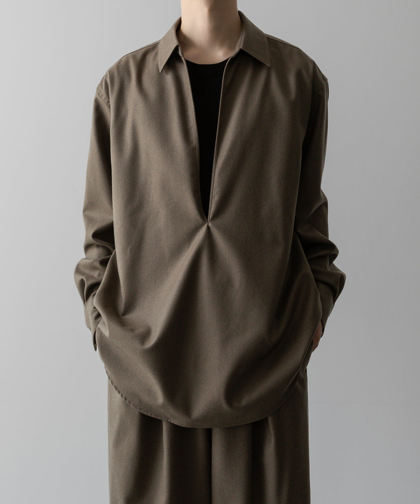 ssstein / シュタイン】OVERSIZED SKIPPER SHIRT (WOOL) - DARK BEIGE