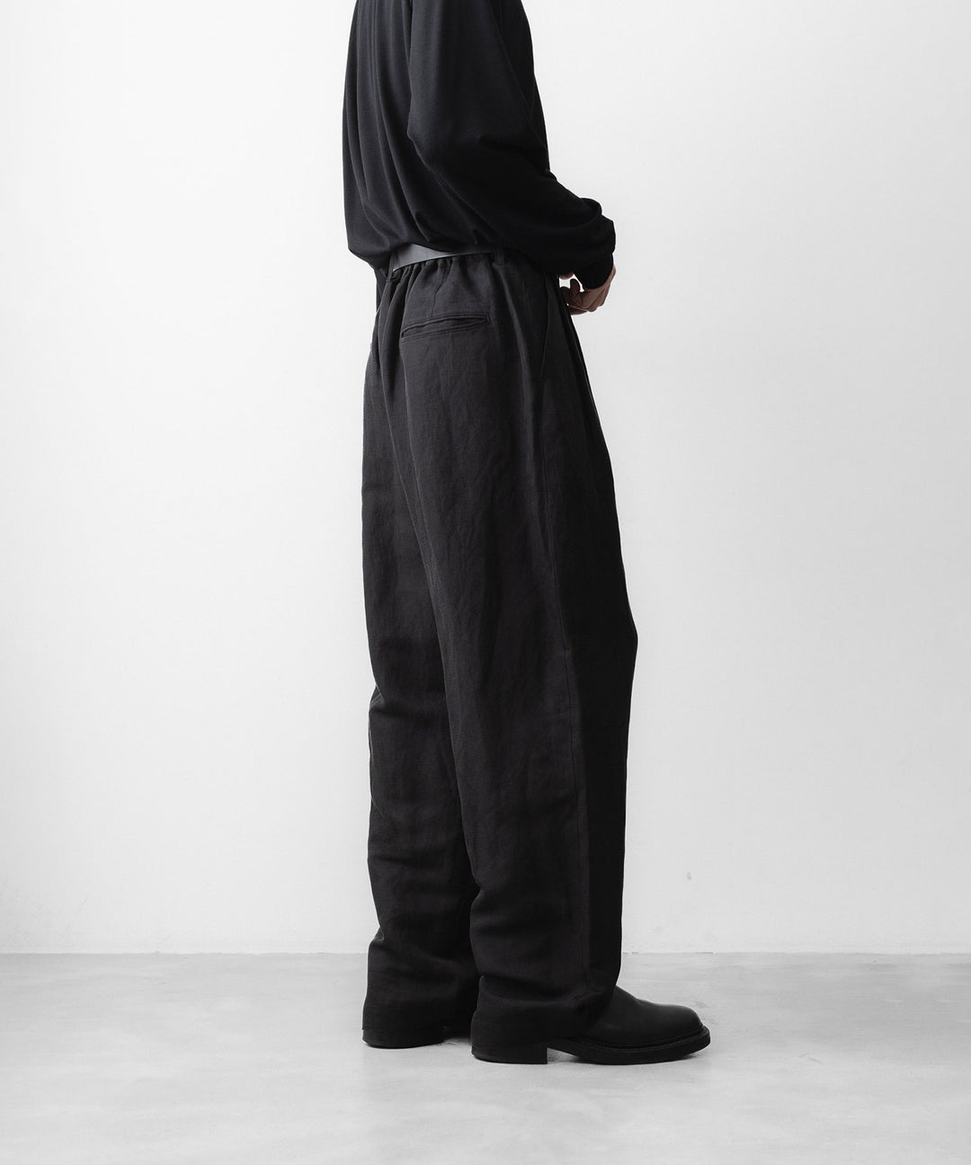 ssstein(シュタイン)のSILK LINEN TWILL WIDE EASY TROUSERS - BLACKの公式通販サイトsession福岡セレクトショップ