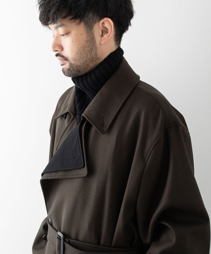 stein シュタイン 23aw DOUBLE LAPELED DOUBLE BREASTED COAT - MILITARY KHAKI × BLACK sessionセッション福岡セレクトショップ 公式通販サイト 