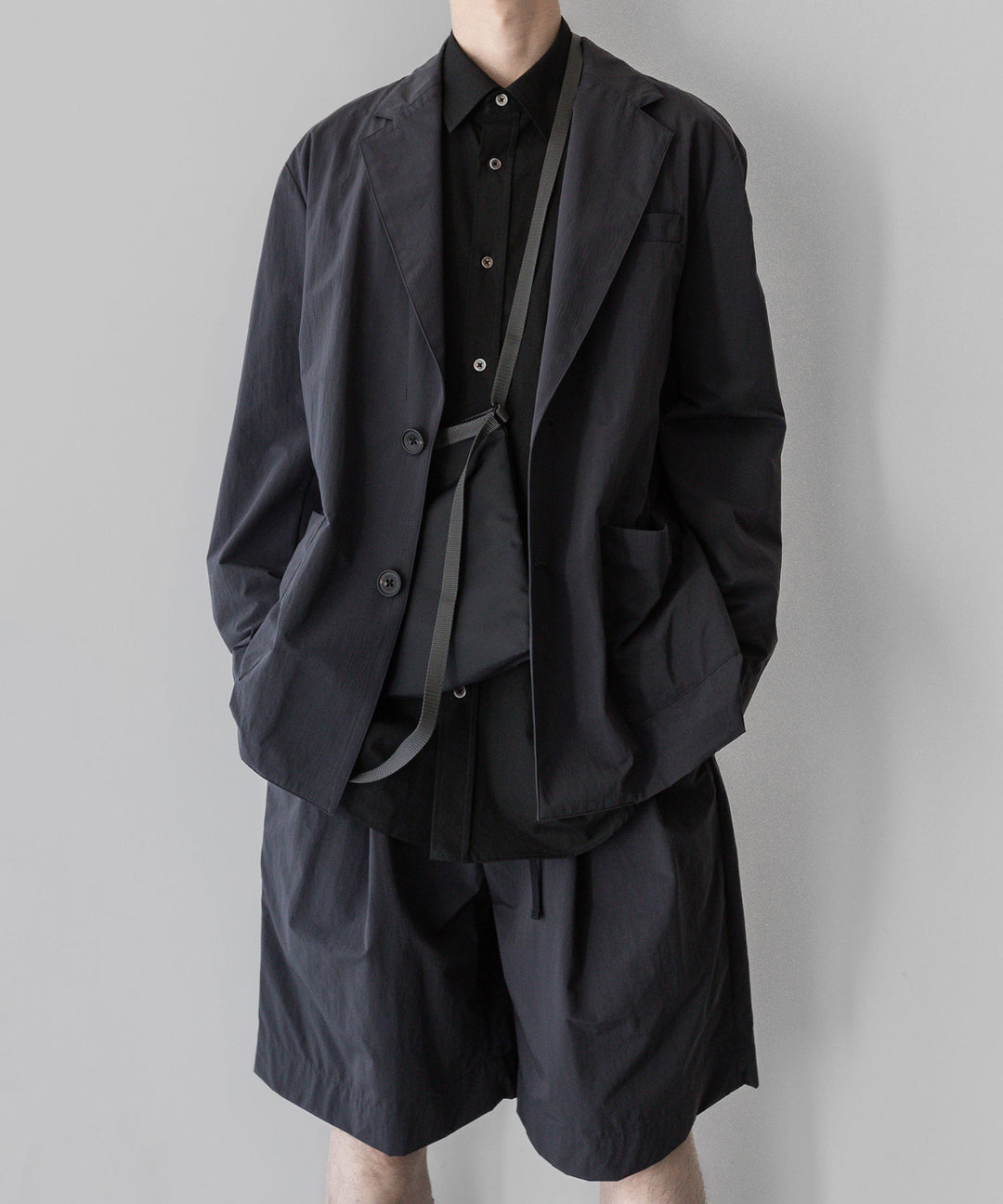 ssstein stein(シュタイン)の24SSコレクションWINDPROOF NYLON WIDE EASY SHORT TROUSERSのDARK GREY KHAKI 公式通販サイトsession福岡セレクトショップ