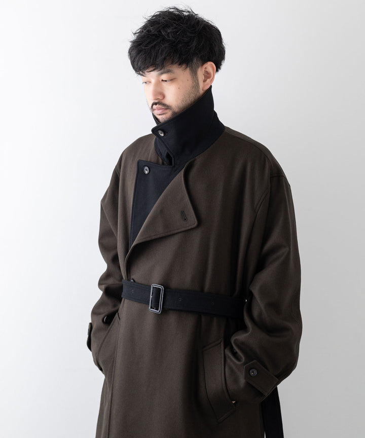 stein シュタイン 23aw DOUBLE LAPELED DOUBLE BREASTED COAT - MILITARY KHAKI × BLACK sessionセッション福岡セレクトショップ 公式通販サイト 