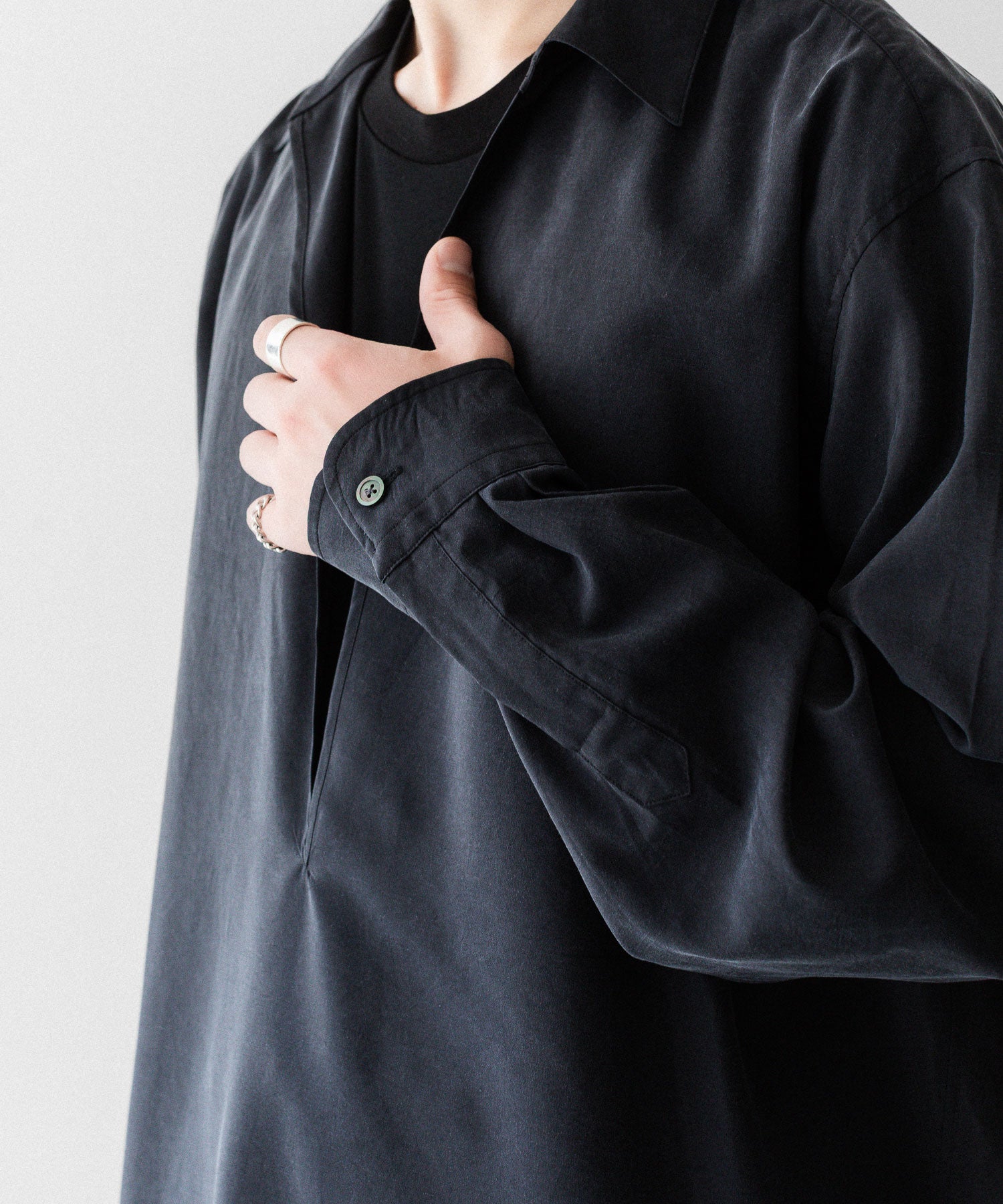 ssstein / シュタイン】SILK NYLON SKIPPER SHIRT - BLACK | 公式通販