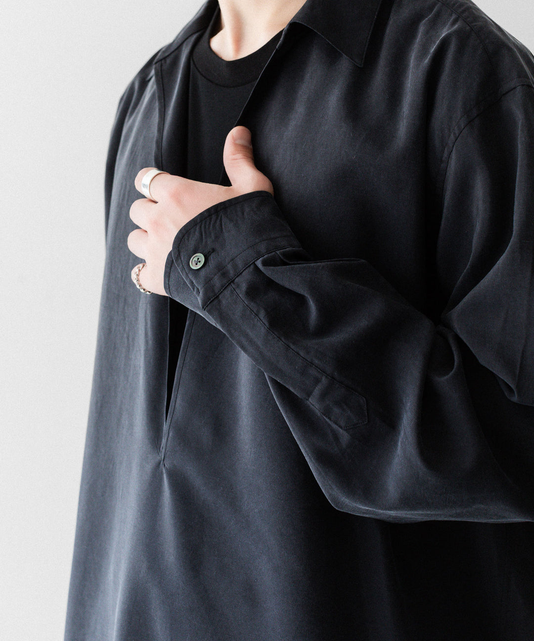 ssstein(シュタイン)のSILK NYLON SKIPPER SHIRT - BLACKの公式通販サイトsession福岡セレクトショップ