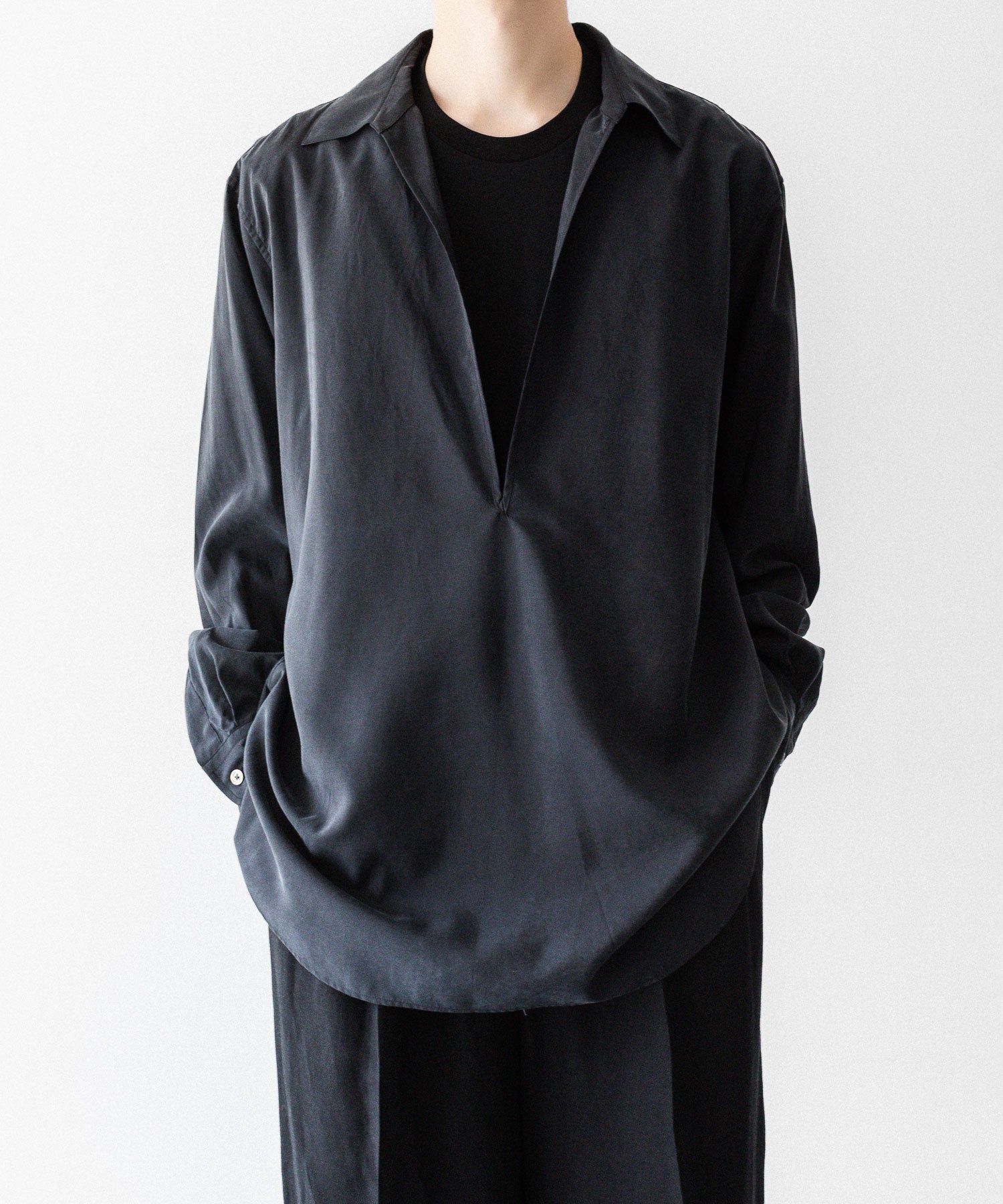 ssstein / シュタイン】SILK NYLON SKIPPER SHIRT - BLACK | 公式通販