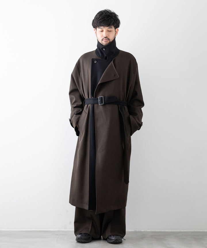 stein シュタイン 23aw DOUBLE LAPELED DOUBLE BREASTED COAT - MILITARY KHAKI × BLACK sessionセッション福岡セレクトショップ 公式通販サイト 