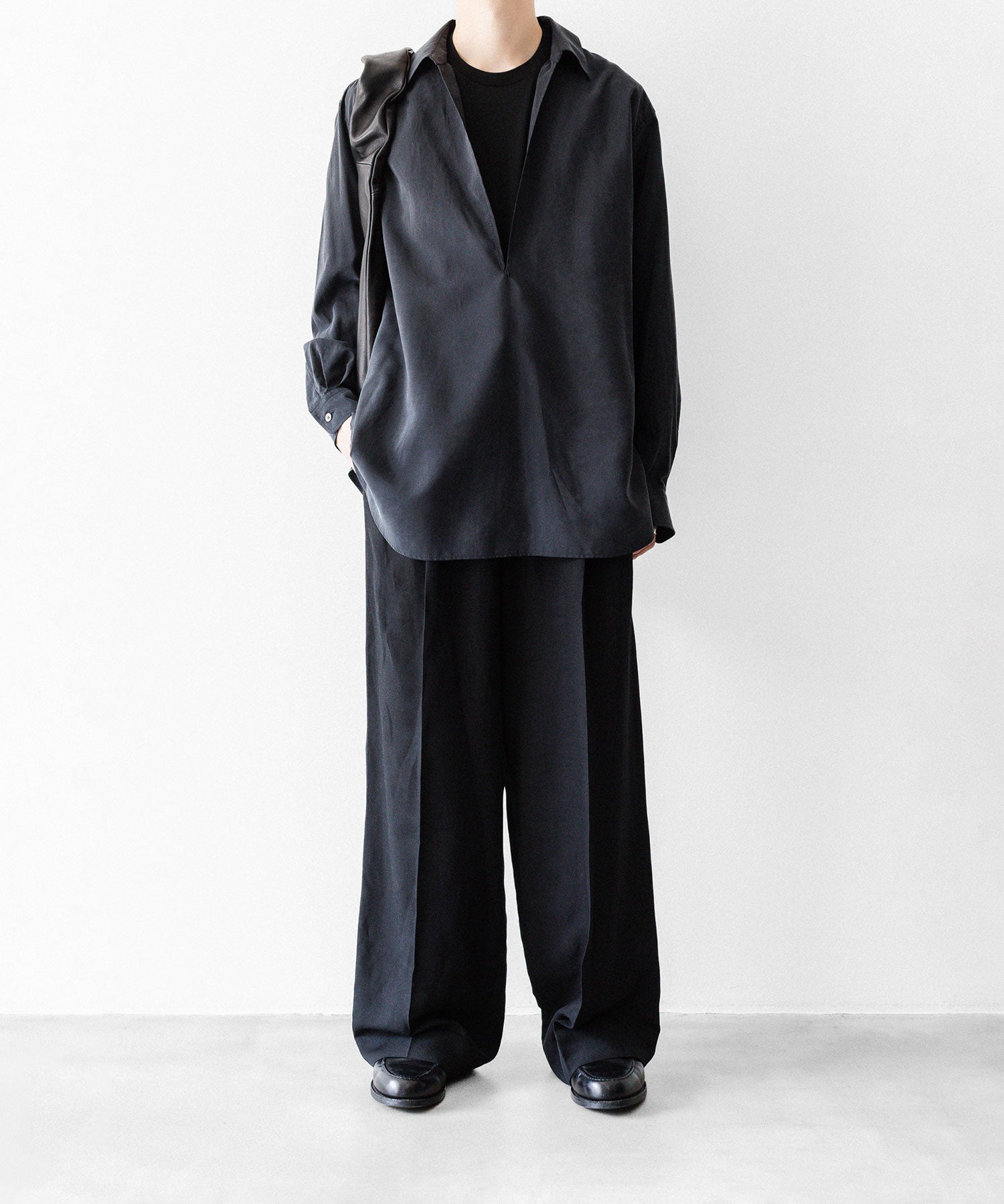 ssstein / シュタイン】SILK NYLON SKIPPER SHIRT - BLACK | 公式通販