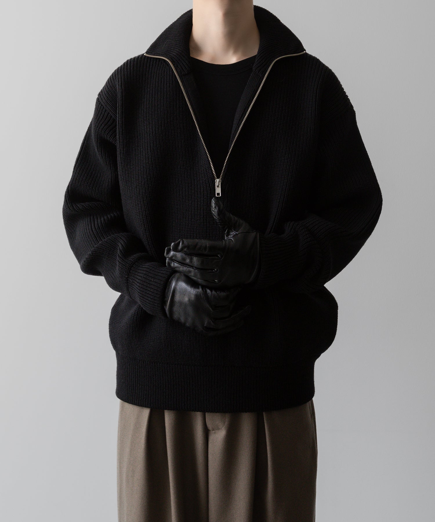 ssstein(シュタイン)の24AWコレクション OVERSIZED DRIVERS KNIT HALF ZIP PULLOVER - BLACK 公式通販サイトsession福岡セレクトショップ