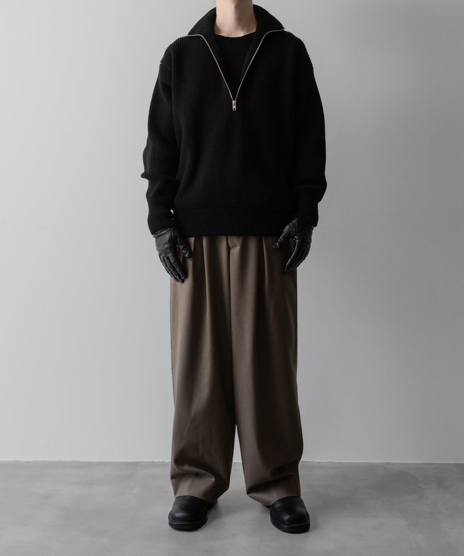 ssstein(シュタイン)の24AWコレクション OVERSIZED DRIVERS KNIT HALF ZIP PULLOVER - BLACK 公式通販サイトsession福岡セレクトショップ