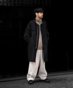 ANTHEM A / アンセムエー】NYLON COTTON MILITARY OVER COAT - BLACK