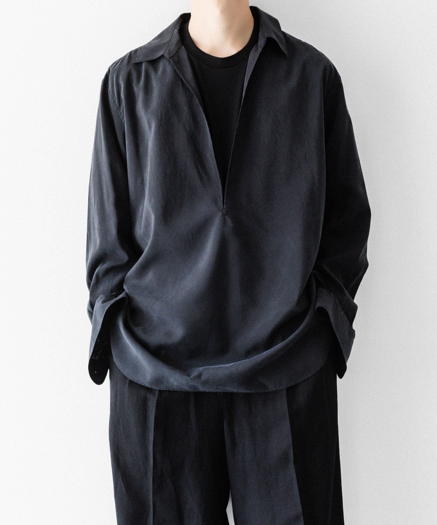 ssstein / シュタイン】SILK NYLON SKIPPER SHIRT - BLACK | 公式通販