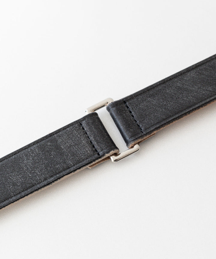 INTÉRIM - インテリムの30mm OAK BARK LEATHER DOUBLE SQUARE BELTのBLACK
