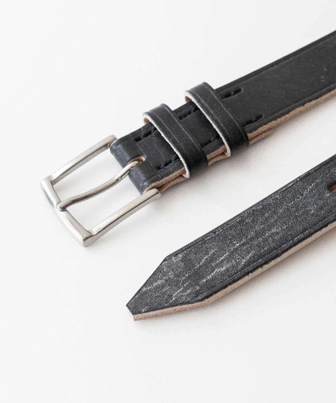 INTÉRIM - インテリムの30mm OAK BARK LEATHER DOUBLE SQUARE BELTのBLACK