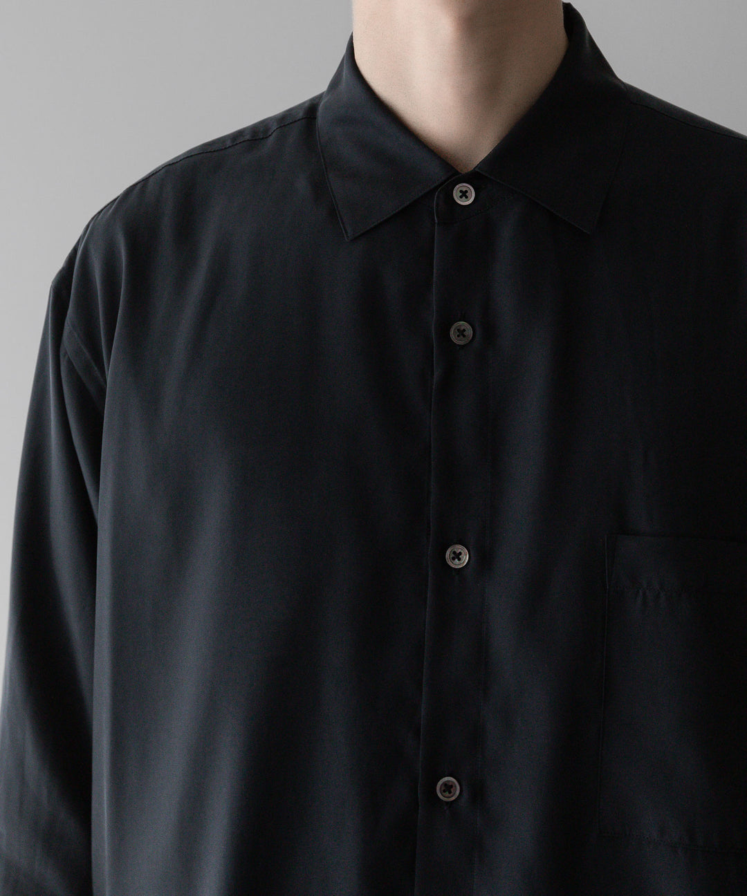 【stein】ssstein シュタインのOVERSIZED CUPRO LS SHIRTのBLACK 公式通販サイトsession福岡セレクトショップ