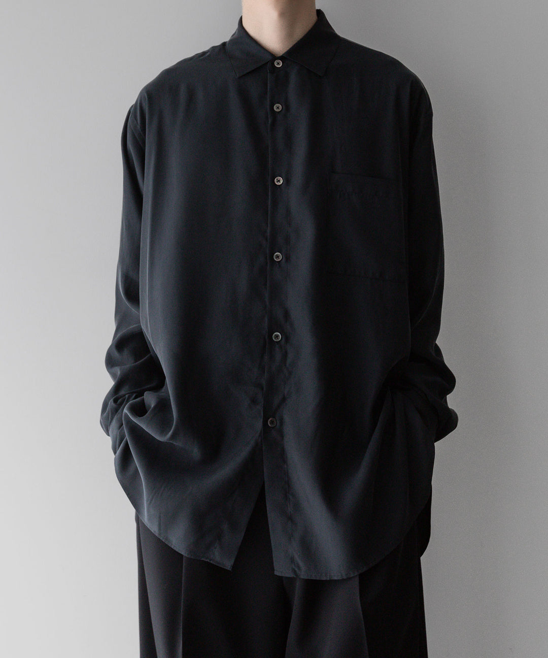 【stein】ssstein シュタインのOVERSIZED CUPRO LS SHIRTのBLACK 公式通販サイトsession福岡セレクトショップ