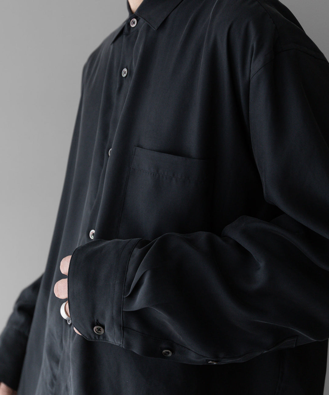【stein】ssstein シュタインのOVERSIZED CUPRO LS SHIRTのBLACK 公式通販サイトsession福岡セレクトショップ