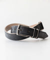 【INTÉRIM】30mm OAK BARK LEATHER DOUBLE SQUARE BELT - BLACK