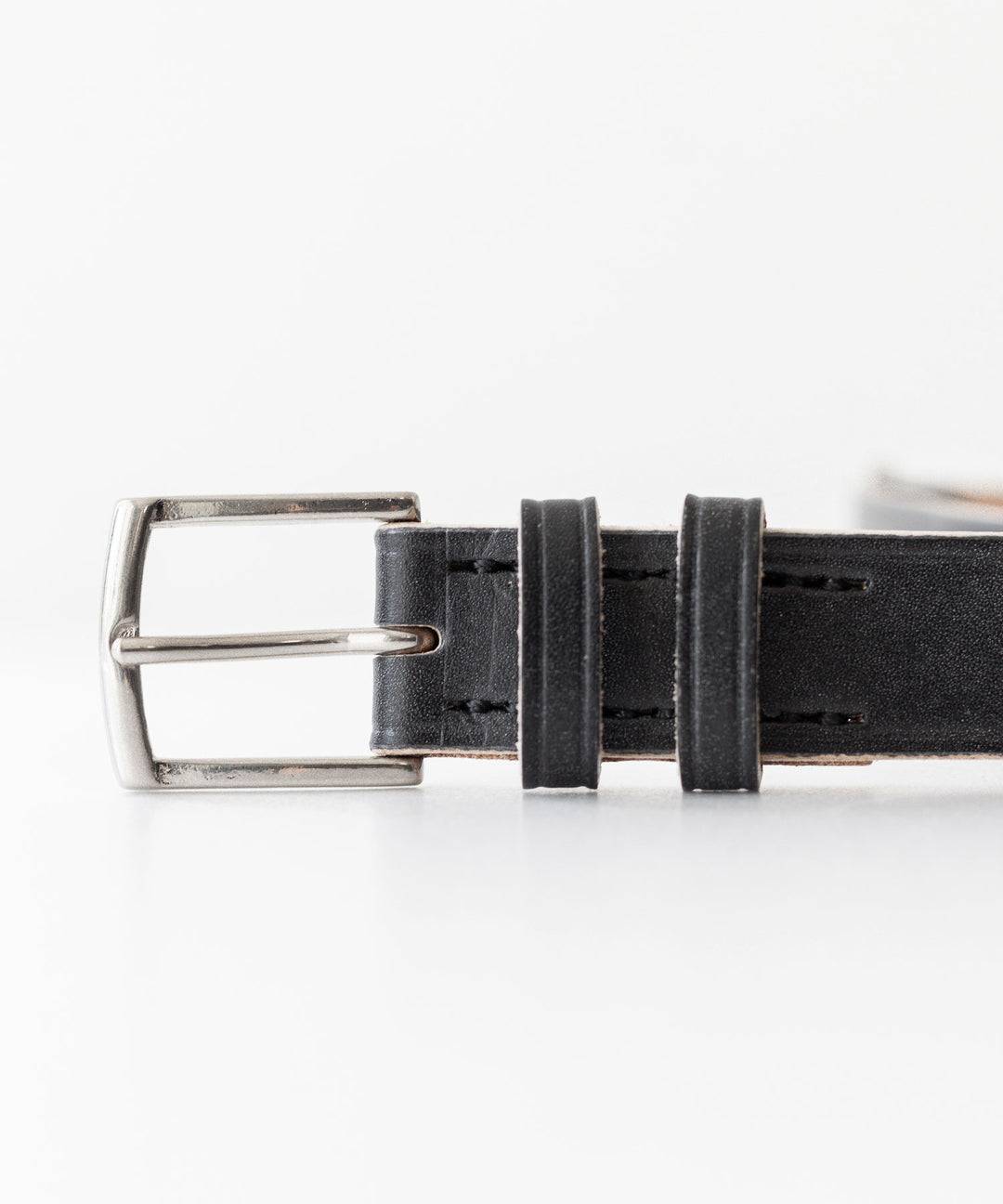 INTÉRIM - インテリムの30mm OAK BARK LEATHER DOUBLE SQUARE BELTのBLACK