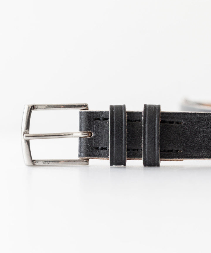 INTÉRIM - インテリムの30mm OAK BARK LEATHER DOUBLE SQUARE BELTのBLACK