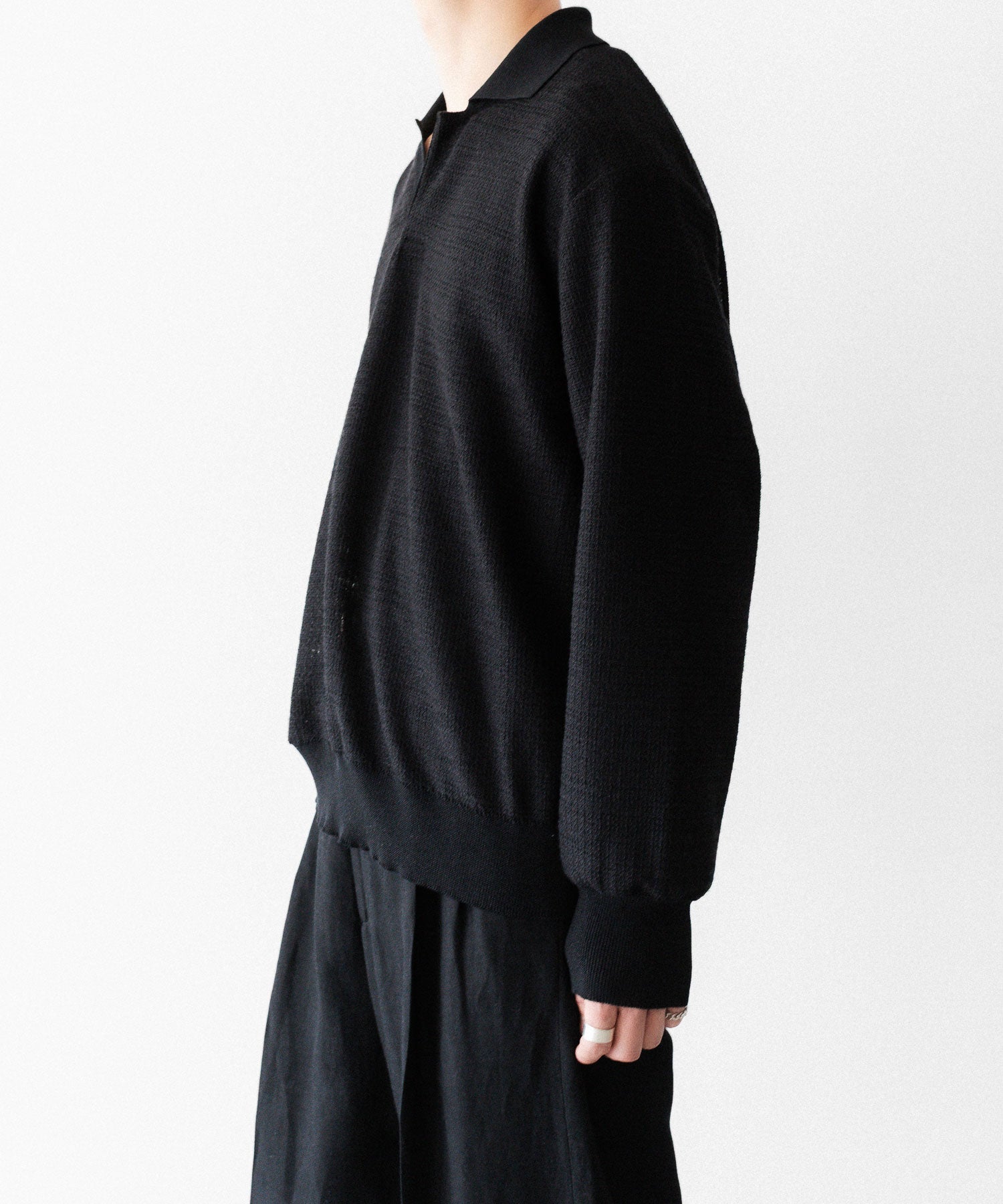 ssstein / シュタイン】SLUB COTTON KNIT SKIPPER LS - BLACK | 公式