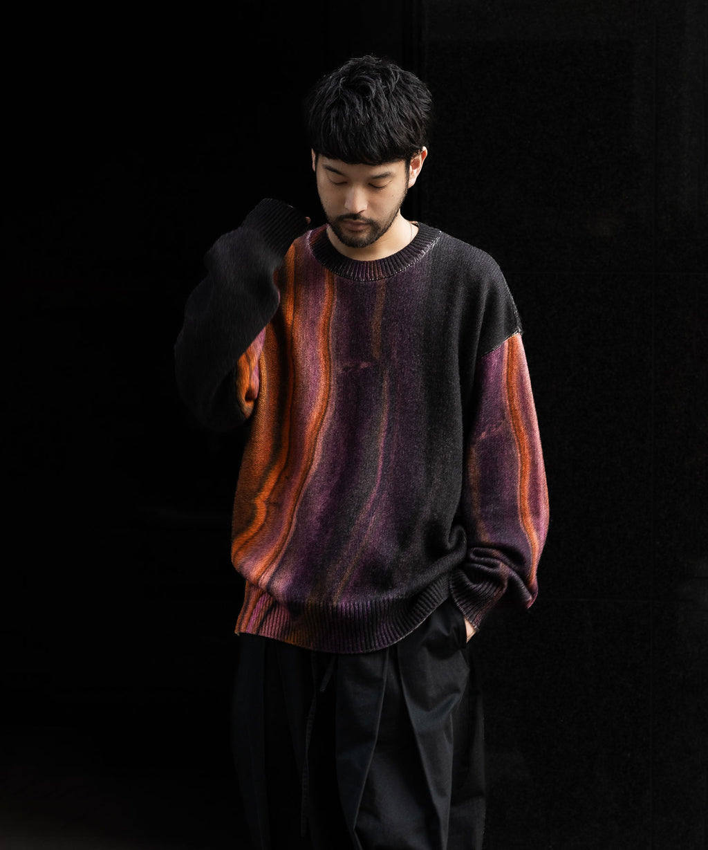 stein(シュタイン)の23AWコレクションEXTRA FINE LAMBS PRINTED KNIT LSのORANGE