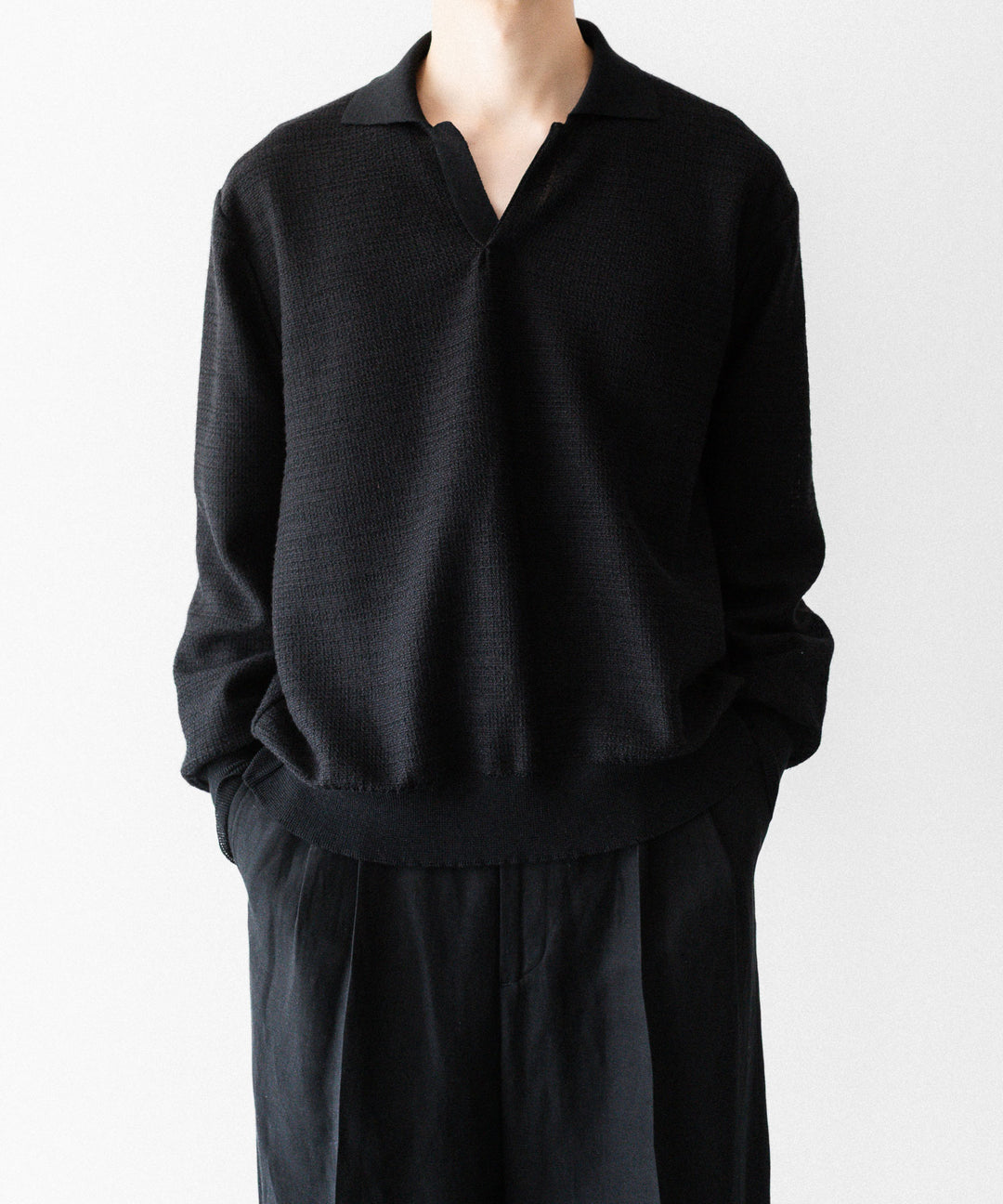 ssstein(シュタイン)のSLUB COTTON KNIT SKIPPER LS - BLACKの公式通販サイトsession福岡セレクトショップ