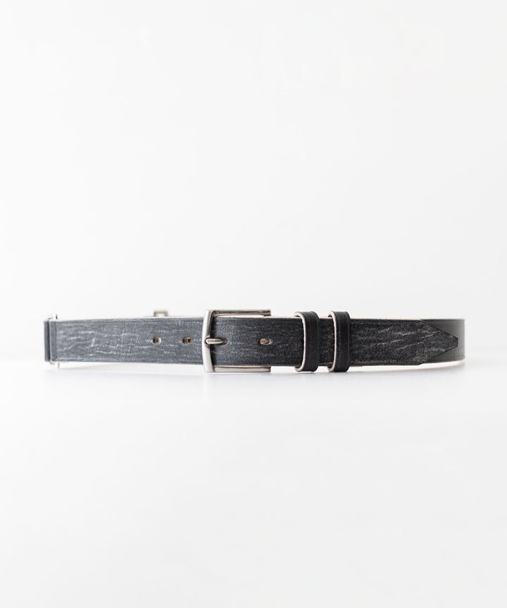 INTÉRIM - インテリムの30mm OAK BARK LEATHER DOUBLE SQUARE BELTのBLACK