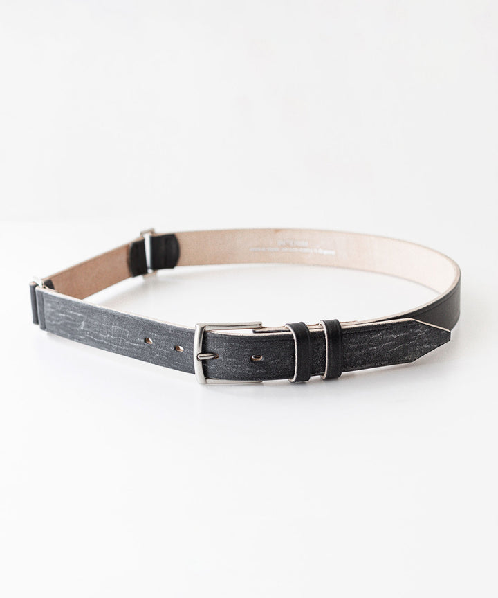 INTÉRIM - インテリムの30mm OAK BARK LEATHER DOUBLE SQUARE BELTのBLACK