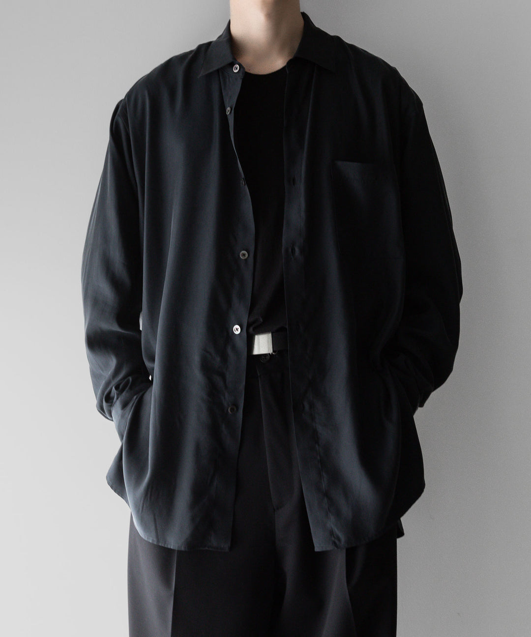 【stein】ssstein シュタインのOVERSIZED CUPRO LS SHIRTのBLACK 公式通販サイトsession福岡セレクトショップ