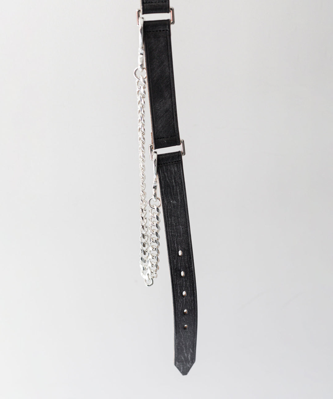 INTÉRIM - インテリムの30mm OAK BARK LEATHER DOUBLE SQUARE BELTのBLACK