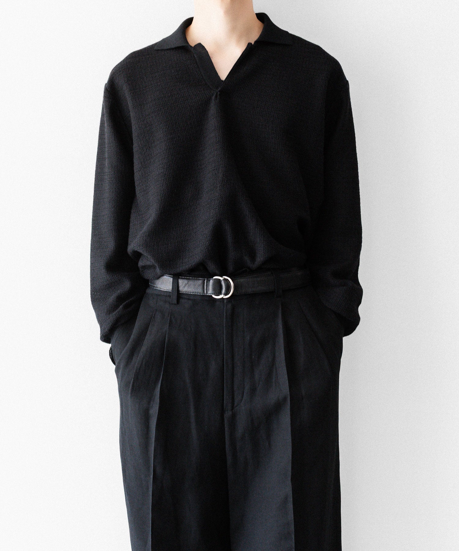 ssstein / シュタイン】SLUB COTTON KNIT SKIPPER LS - BLACK | 公式