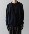 【ssstein】EXTRA FINE WOOL KNIT DEEP V NECK LS - DARK NAVY